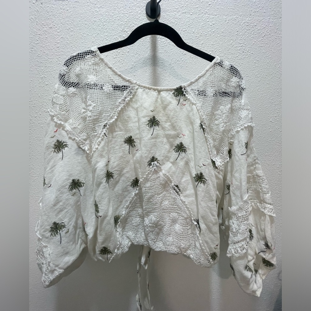 Free People Palm Tree and Lace Open Back Top